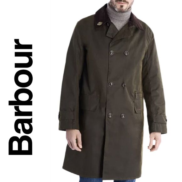 Barbour Icons Haydon Waxed Double-Breasted Coat Jacket NWT Mens Medium Olive D/C - Picture 1 of 16
